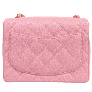 CHANEL Around 2004 Made Caviar Skin Classic Flap Chain Mini Bag Pink