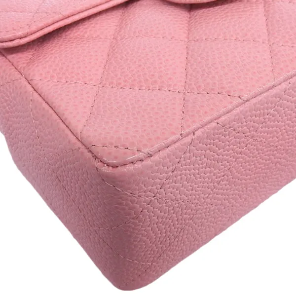 CHANEL Around 2004 Made Caviar Skin Classic Flap Chain Mini Bag Pink