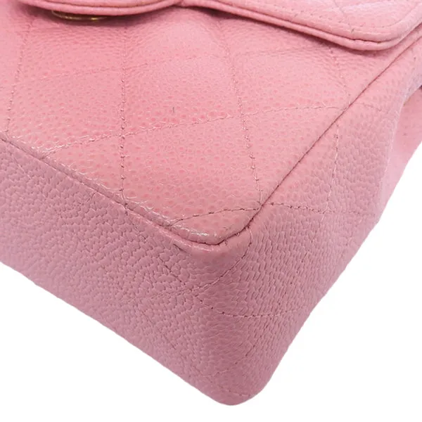 CHANEL Around 2004 Made Caviar Skin Classic Flap Chain Mini Bag Pink