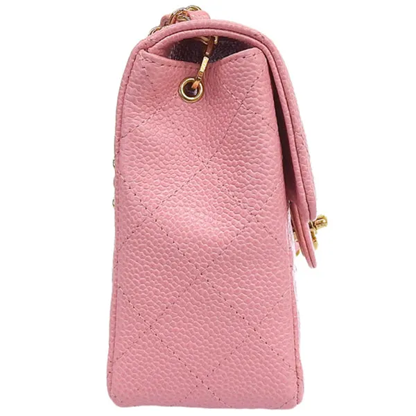 CHANEL Around 2004 Made Caviar Skin Classic Flap Chain Mini Bag Pink