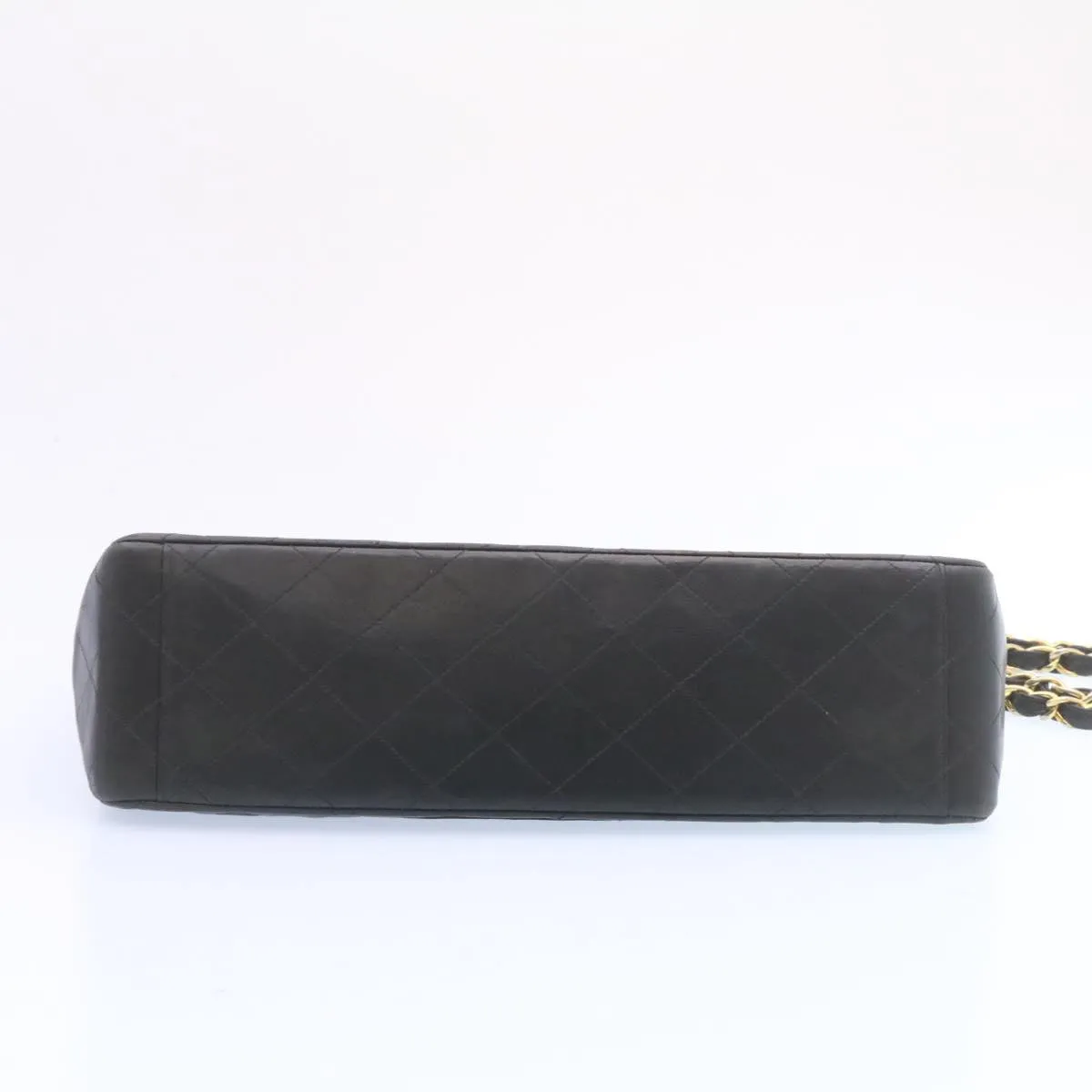 CHANEL Big Matelasse Flap Chain Shoulder Bag Lamb Skin Black Gold  am1276gA