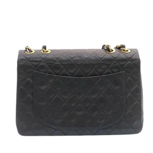 CHANEL Big Matelasse Flap Chain Shoulder Bag Lamb Skin Black Gold  am1276gA