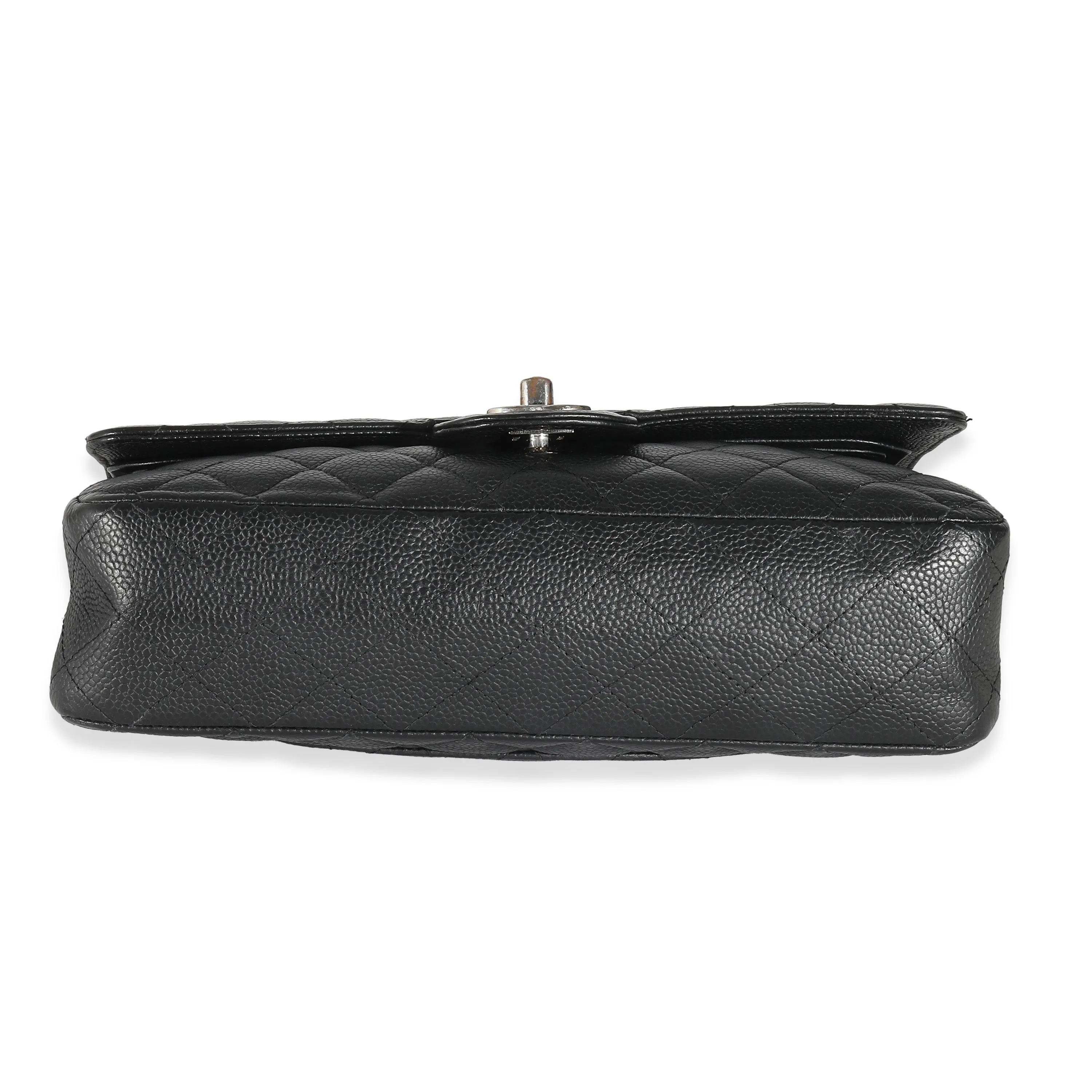 CHANEL Black Quilted Caviar Medium Classic Double Flap Bag