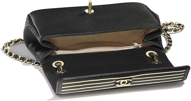 CHANEL Caviar Leather Captain Gold Flap Bag