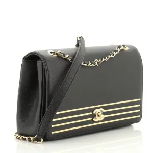 CHANEL Caviar Leather Captain Gold Flap Bag
