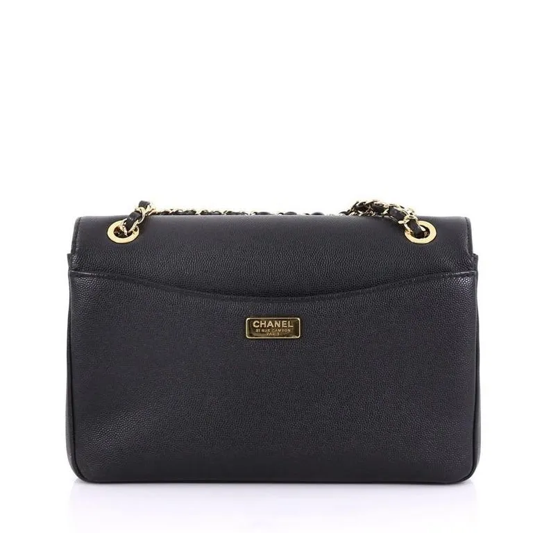 CHANEL Caviar Leather Captain Gold Flap Bag