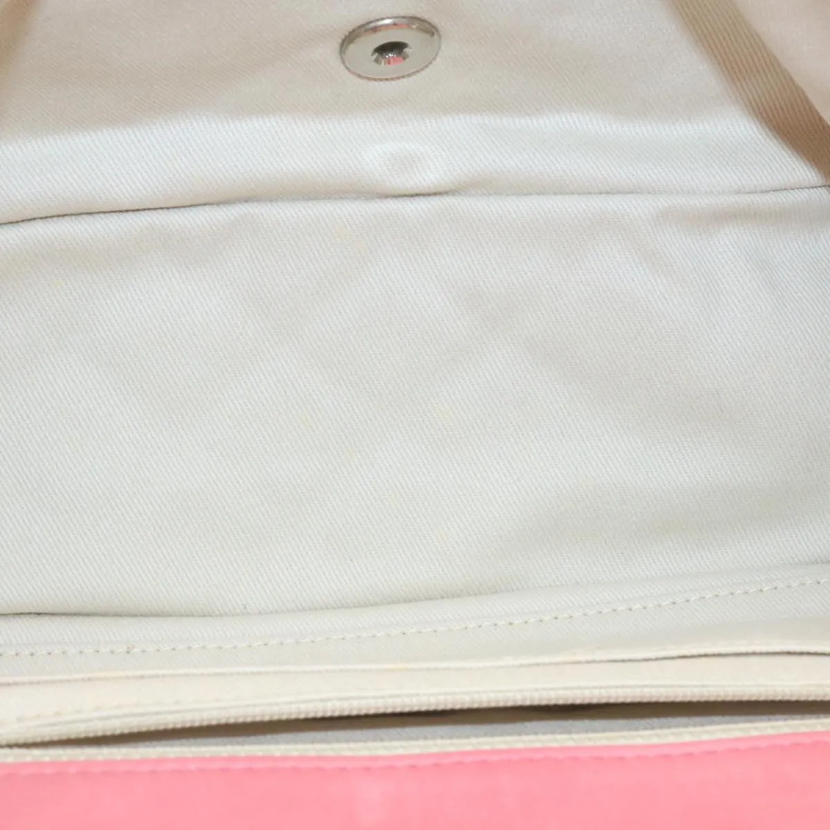 Chanel Chain Flap Shoulder Bag Turn Lock Canvas Pink CC Auth bs334A