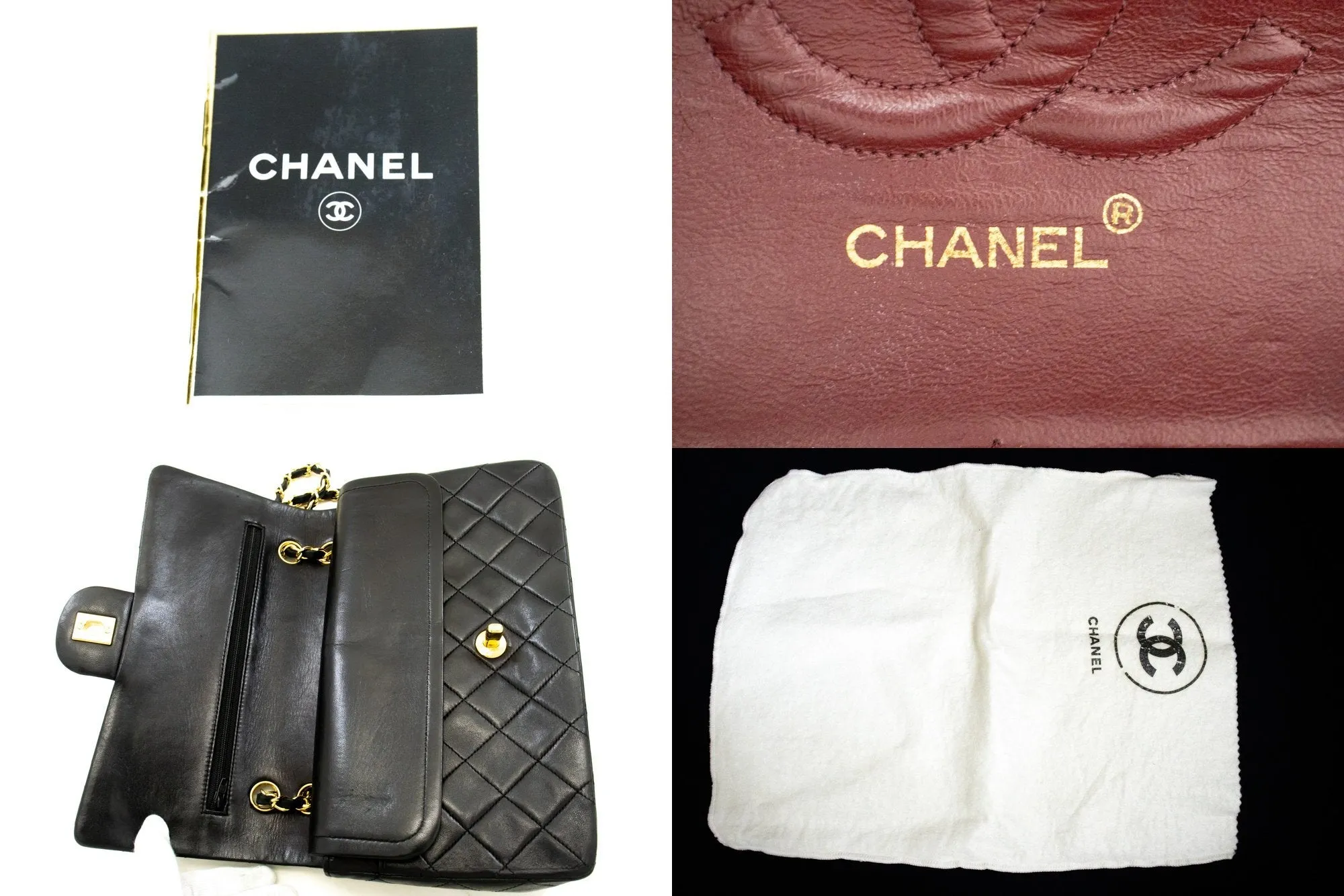 CHANEL Classic Double New 10" Chain Shoulder Bag Black Lambskin