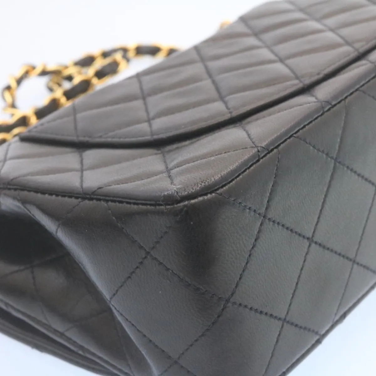 Chanel Classic Matelasse 23 Chain Flap Shoulder Bag Lamb Skin Black Auth 29002A