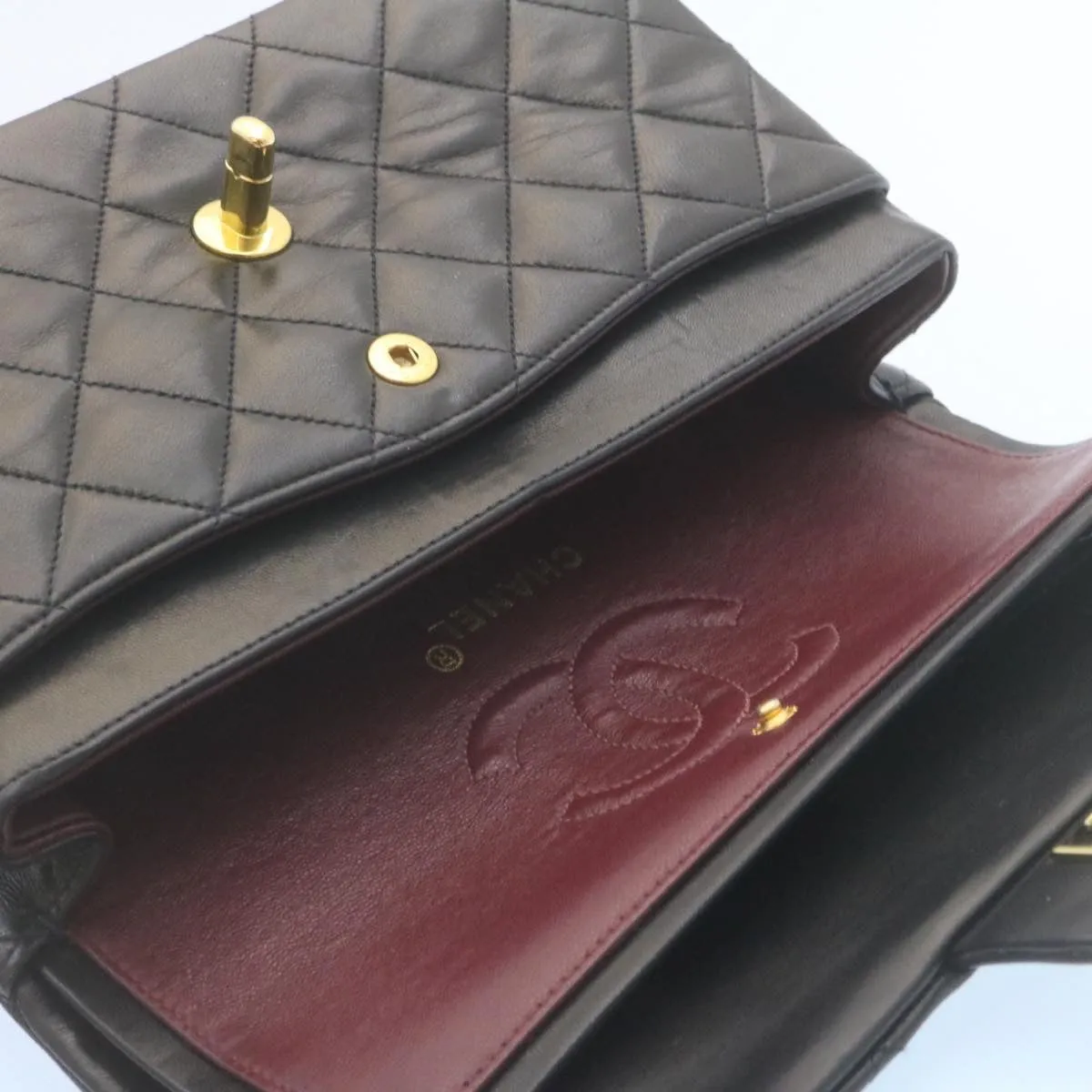 Chanel Classic Matelasse 23 Chain Flap Shoulder Bag Lamb Skin Black Auth 29002A