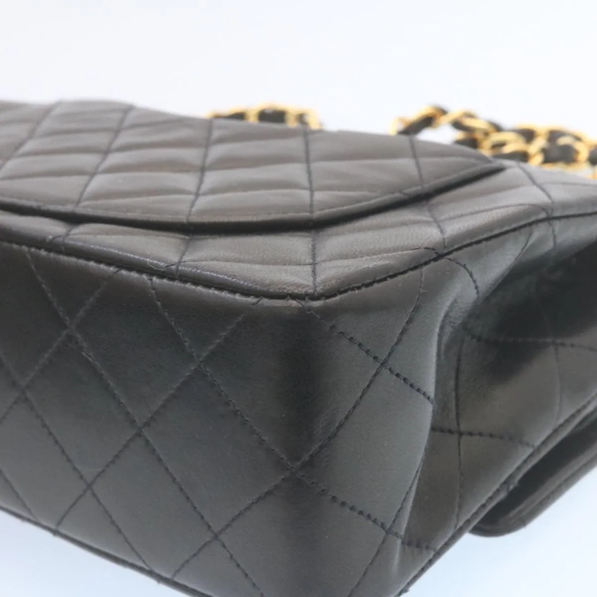 Chanel Classic Matelasse 23 Chain Flap Shoulder Bag Lamb Skin Black Auth 29002A