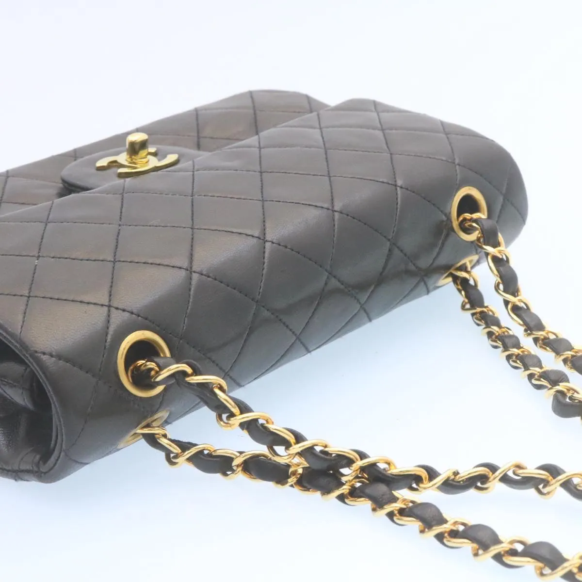 Chanel Classic Matelasse 23 Chain Flap Shoulder Bag Lamb Skin Black Auth 29002A