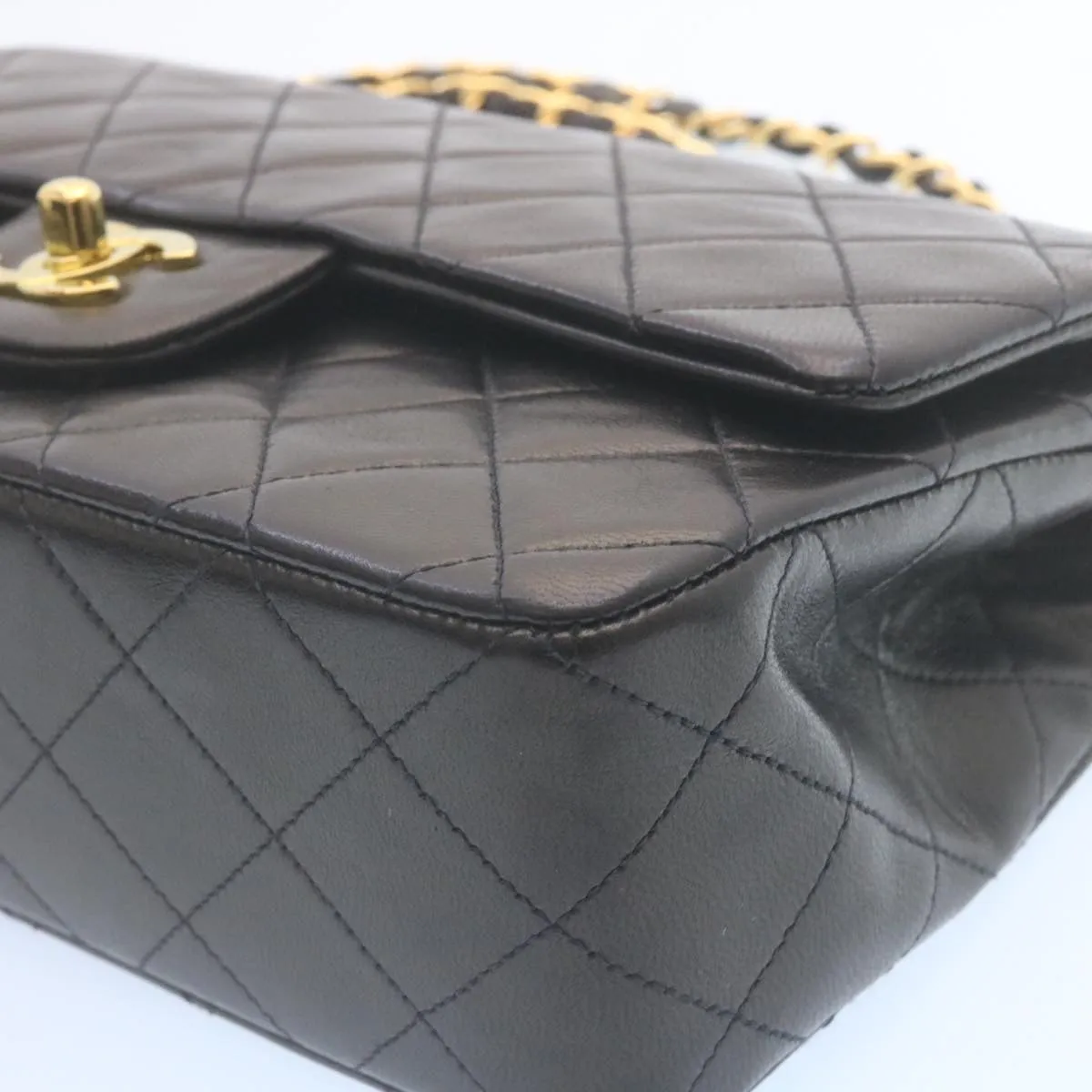 Chanel Classic Matelasse 23 Chain Flap Shoulder Bag Lamb Skin Black Auth 29002A