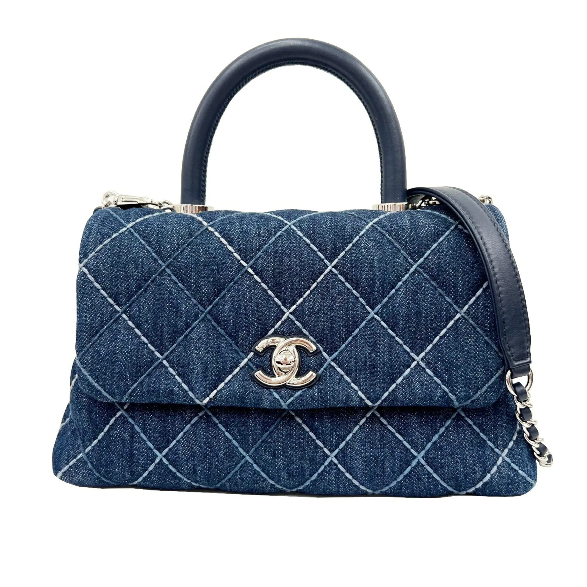 Chanel Coco Handle XS Flap Bag 24 Shoulder HandBag Matelasse 27 Series A92990 Ladies Blue