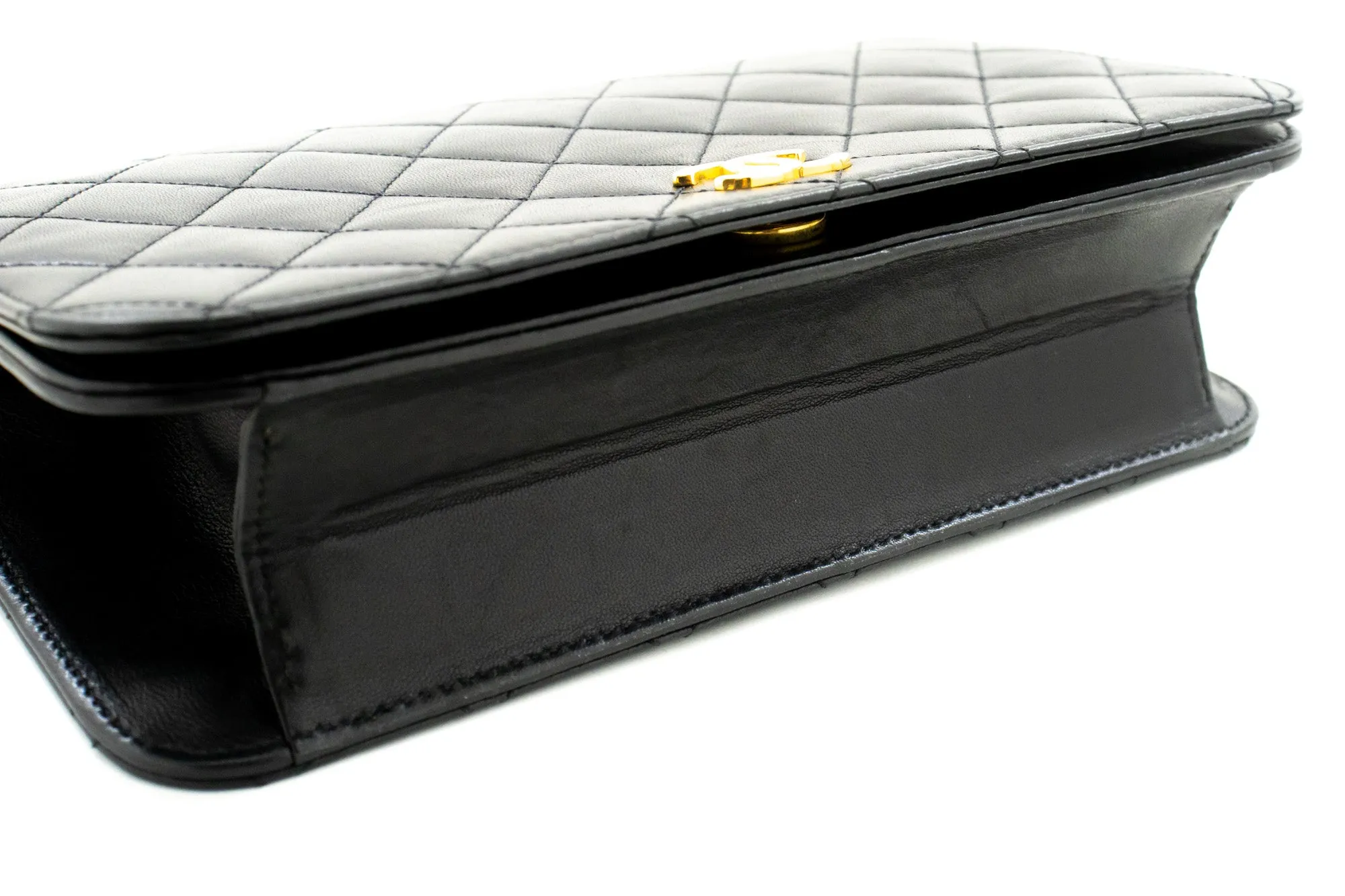 CHANEL Full New Chain Shoulder Bag Clutch Black Quilted Lambskin