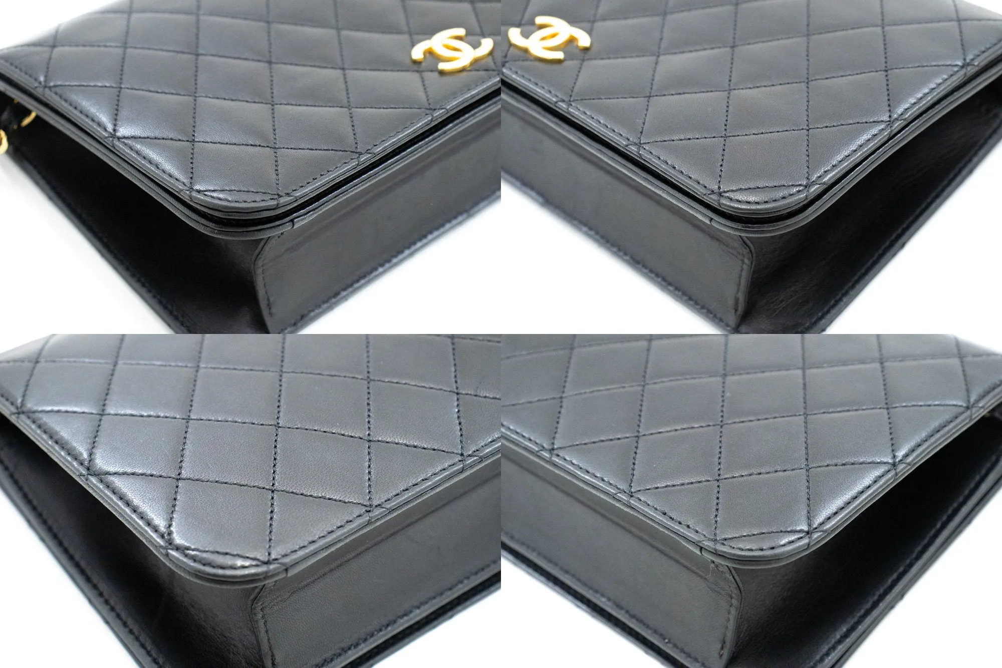 CHANEL Full New Chain Shoulder Bag Clutch Black Quilted Lambskin