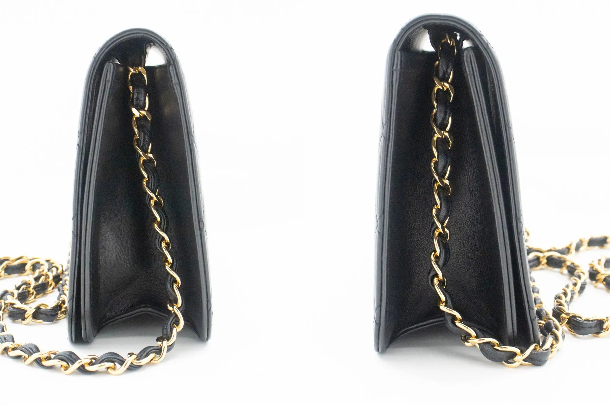 CHANEL Full New Chain Shoulder Bag Clutch Black Quilted Lambskin
