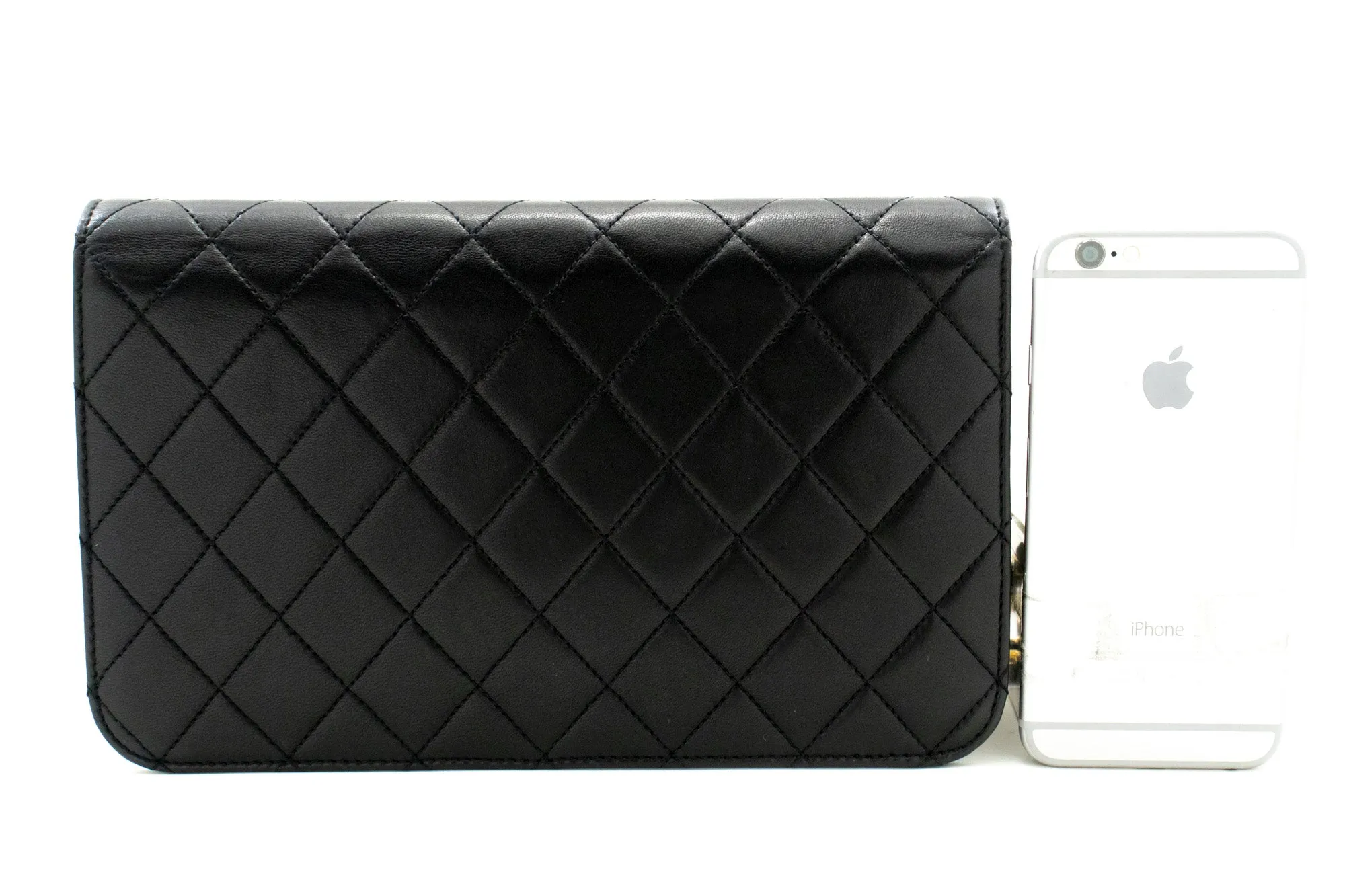 CHANEL Full New Chain Shoulder Bag Clutch Black Quilted Lambskin