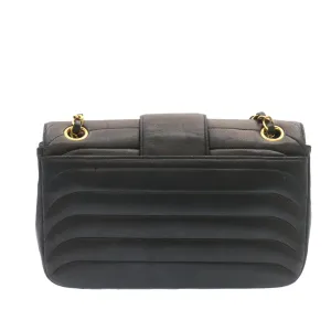 Chanel Lamb Skin Double Flap Chain Shoulder Bag Black CC  26207A