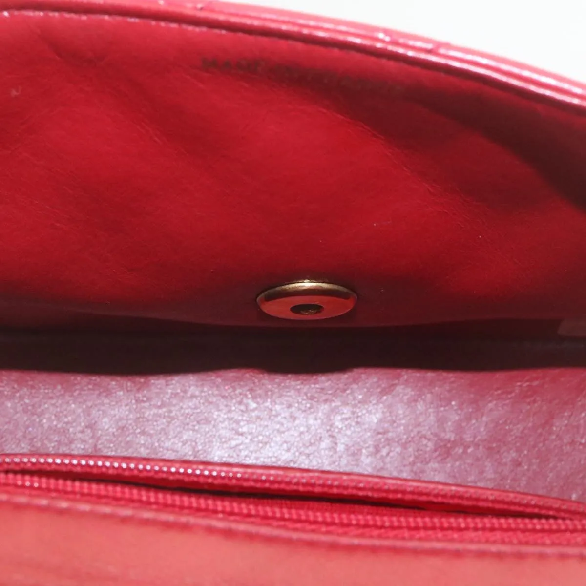 Chanel Matelasse Chain Flap Shoulder Bag Lamb Skin Turn Lock Red CC Auth 28661A