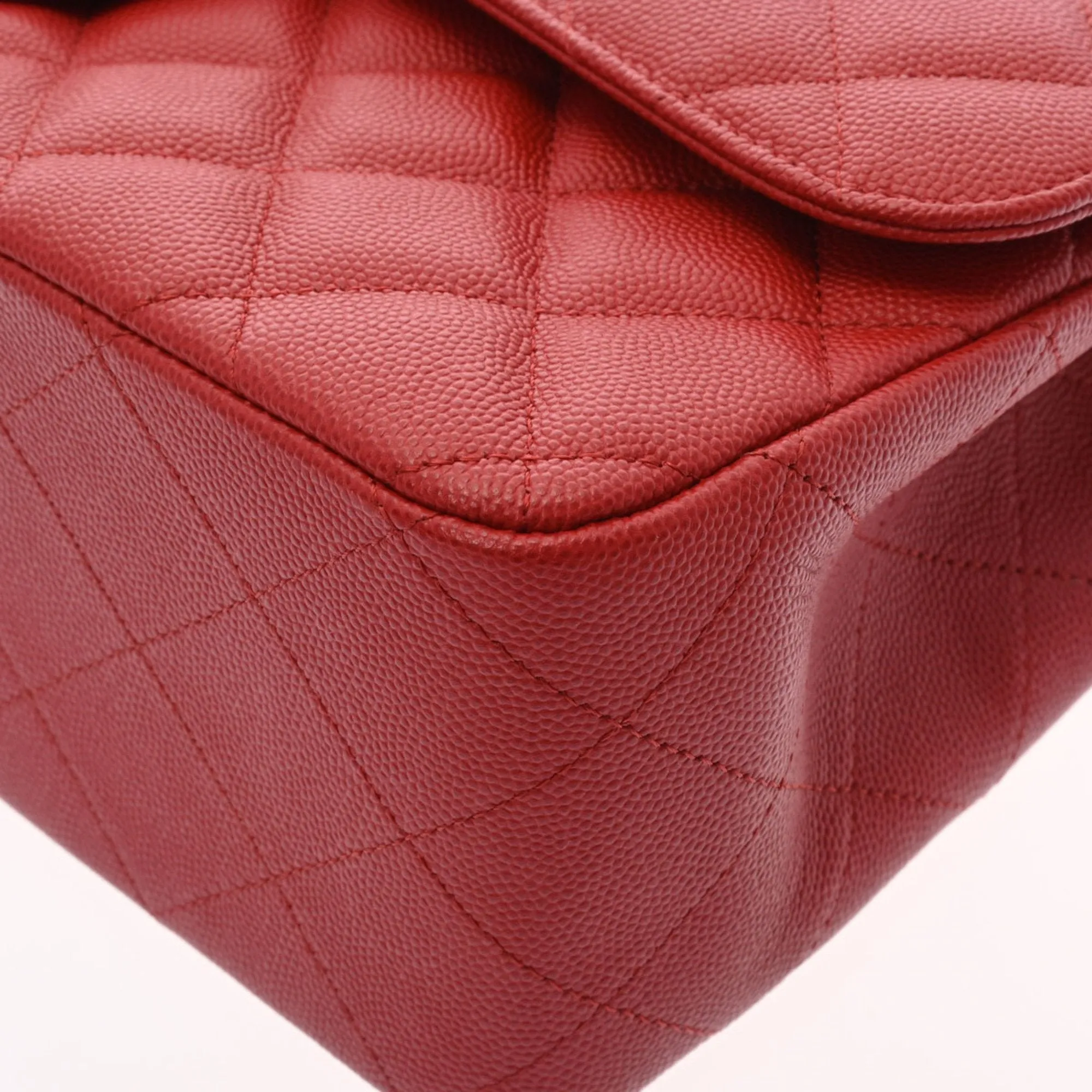 Chanel matelasse double flap chain shoulder 30 red ladies caviar skin Bag