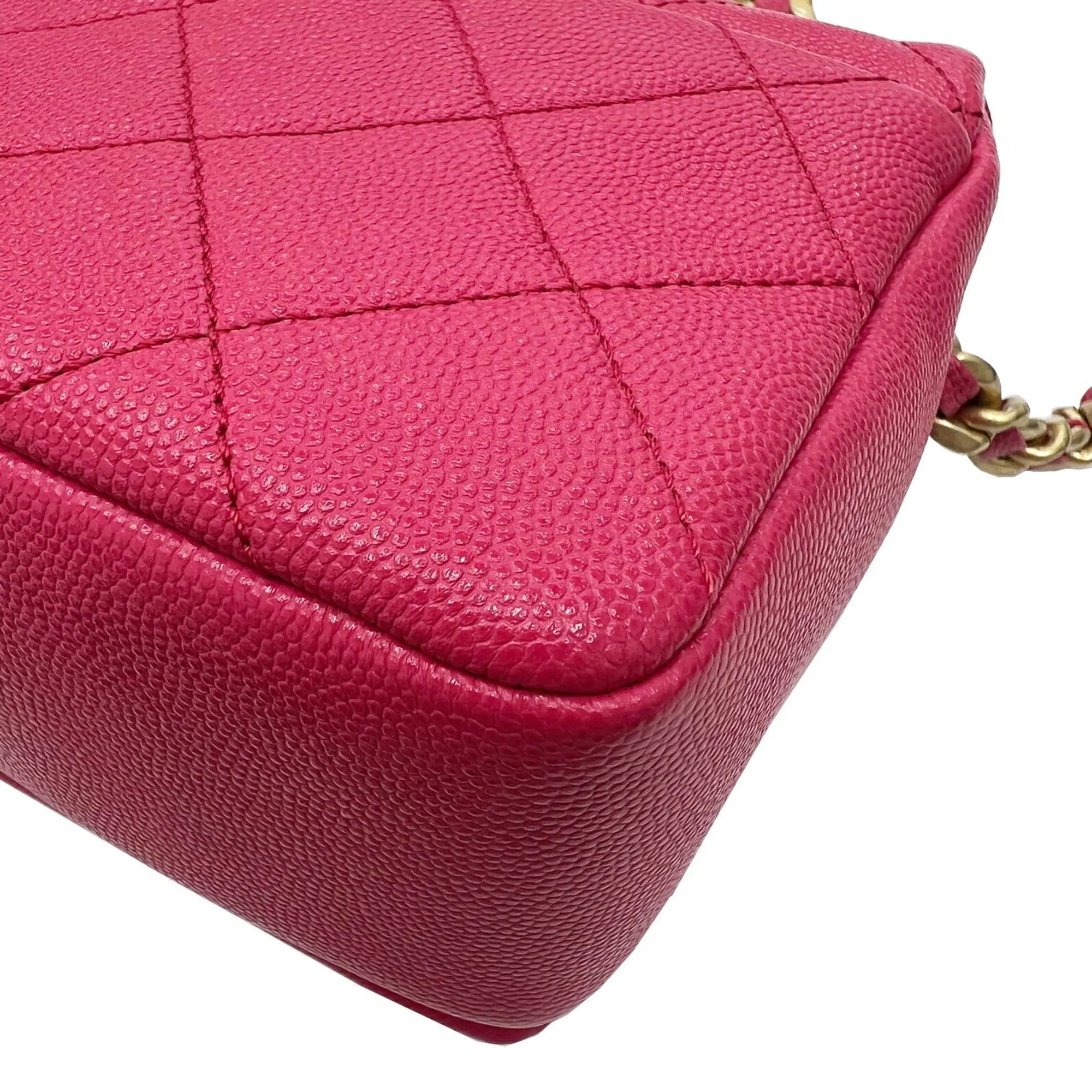 Chanel Matelasse Flap Bag Chain Shoulder AS1895 HandBag Caviar Skin Pink 30s Ladies