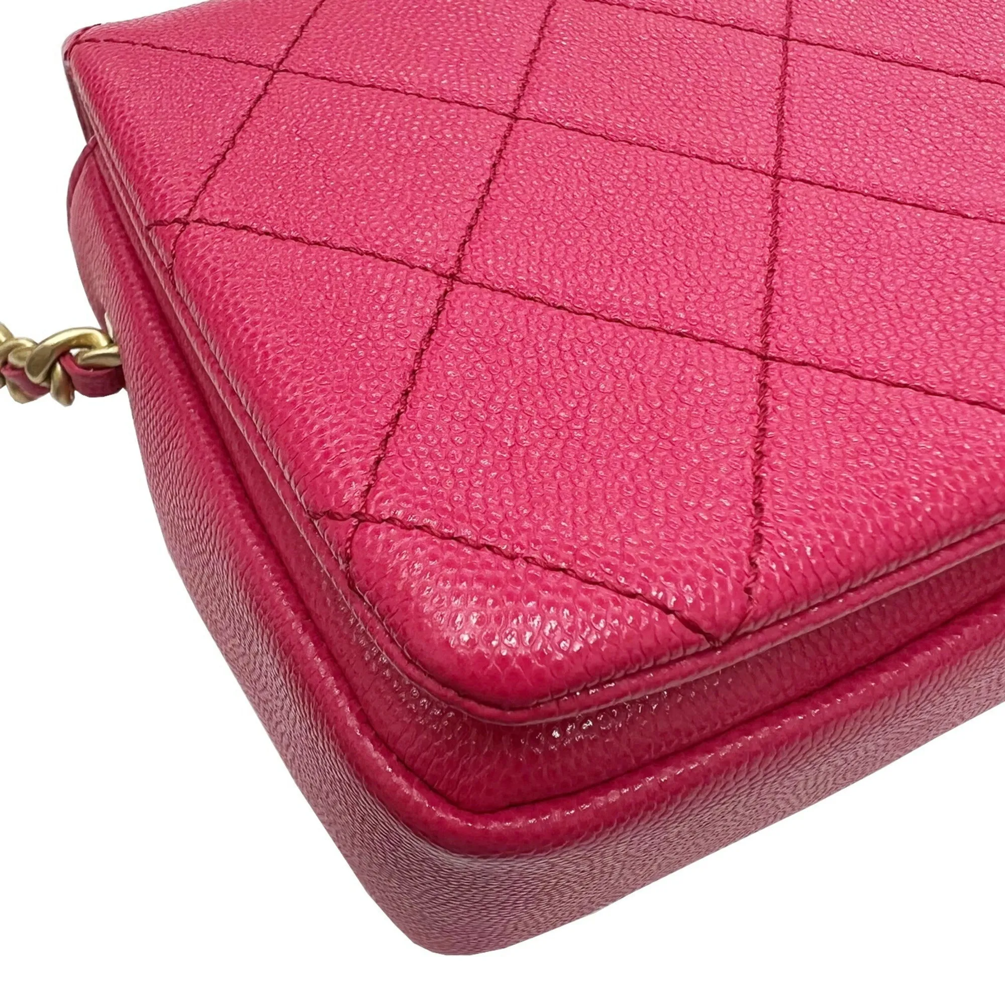 Chanel Matelasse Flap Bag Chain Shoulder AS1895 HandBag Caviar Skin Pink 30s Ladies