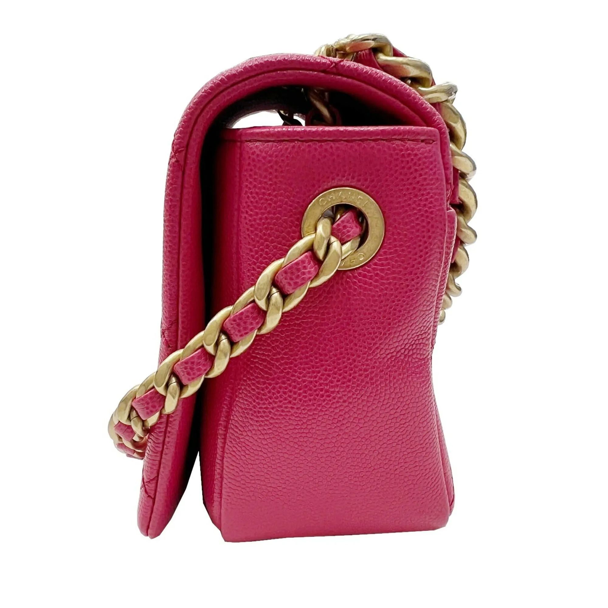 Chanel Matelasse Flap Bag Chain Shoulder AS1895 HandBag Caviar Skin Pink 30s Ladies