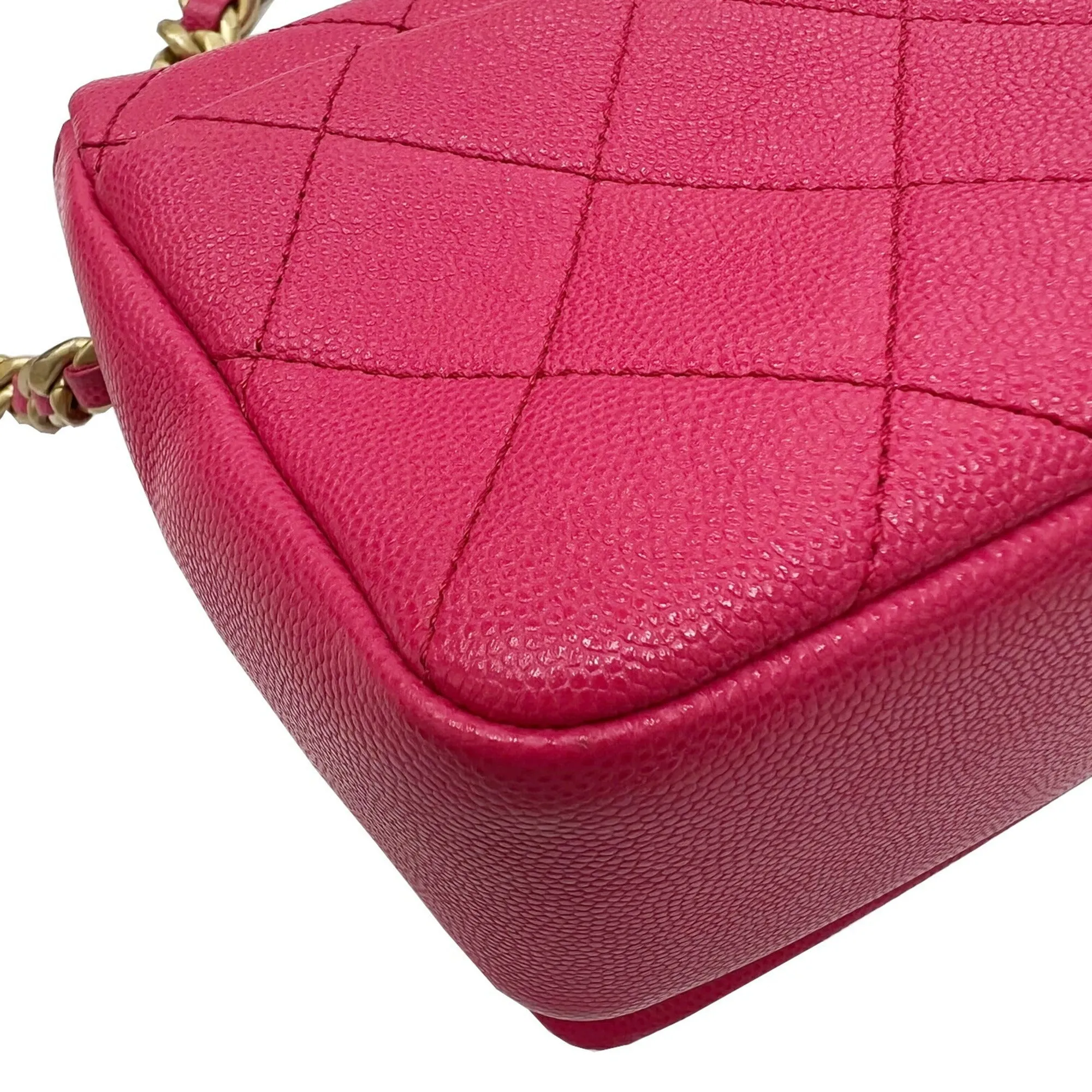 Chanel Matelasse Flap Bag Chain Shoulder AS1895 HandBag Caviar Skin Pink 30s Ladies