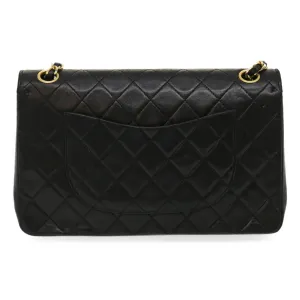 Chanel Matelasse25 Chain Double Flap Shoulder Bag Lamb Skin Black CC  lt425A