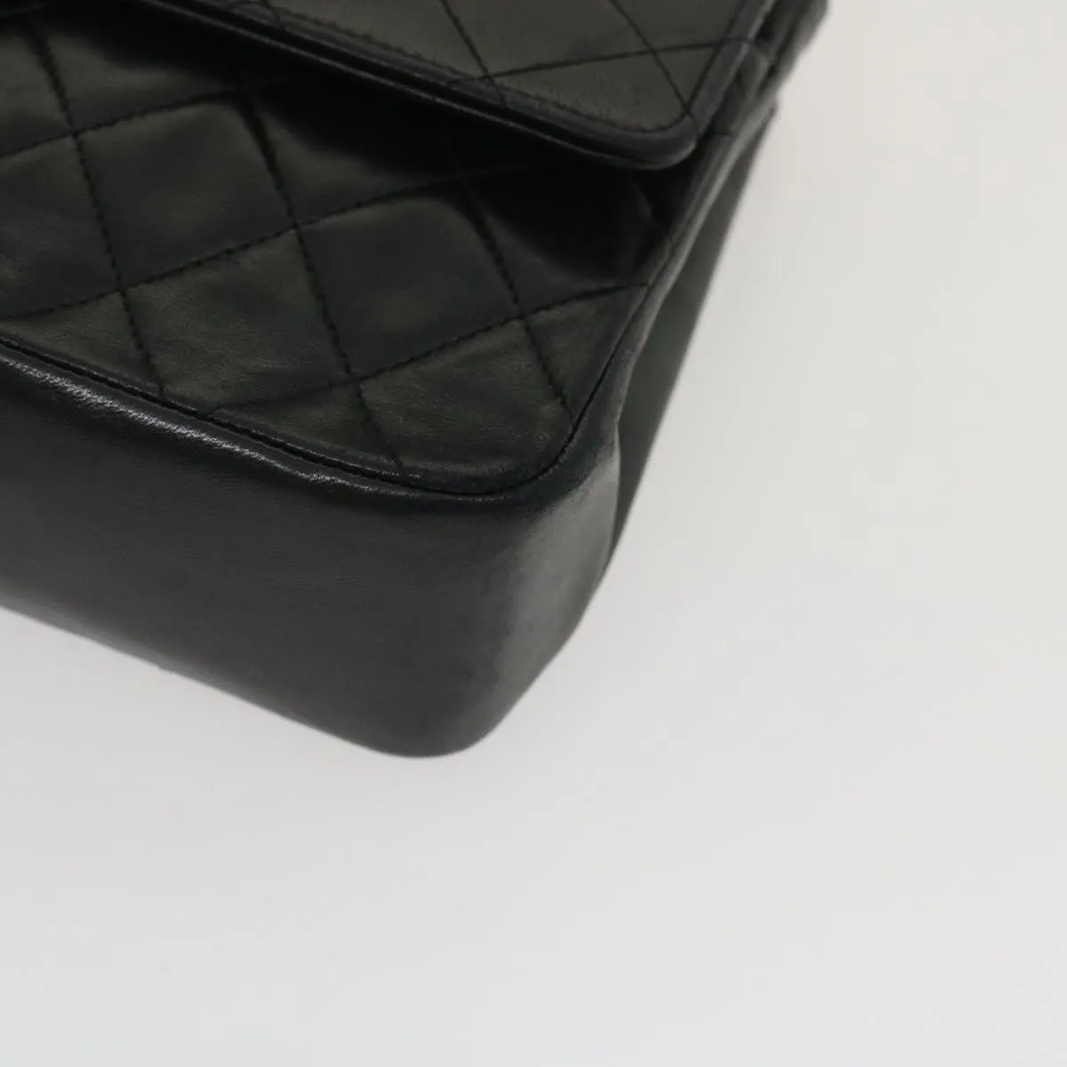 Chanel Matelasse25 Chain Double Flap Shoulder Bag Lamb Skin Black CC  lt425A