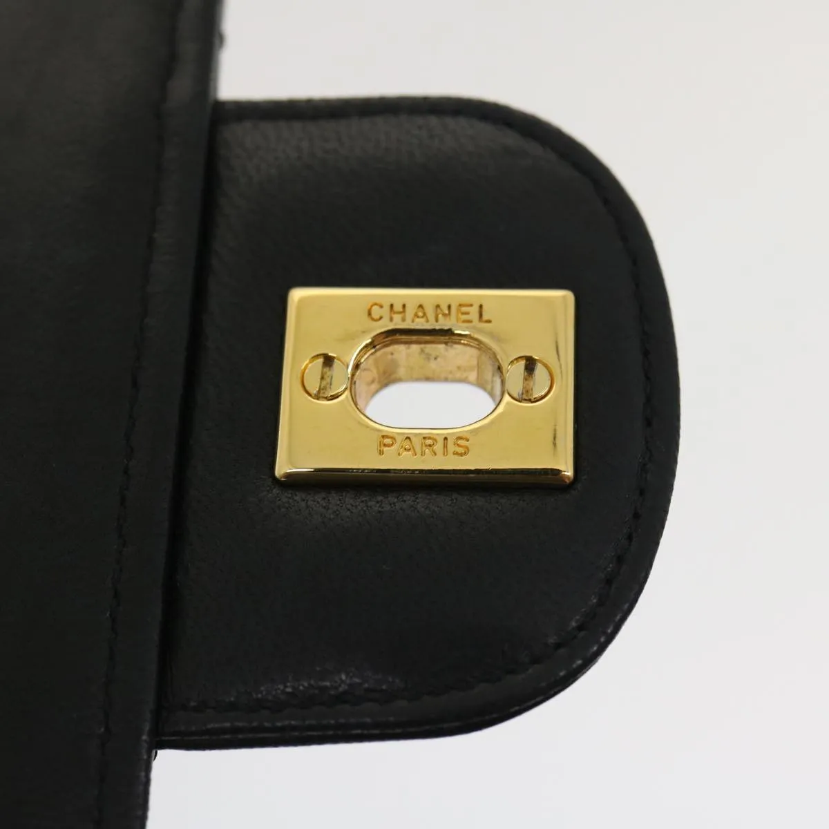 Chanel Matelasse25 Chain Double Flap Shoulder Bag Lamb Skin Black CC  lt425A