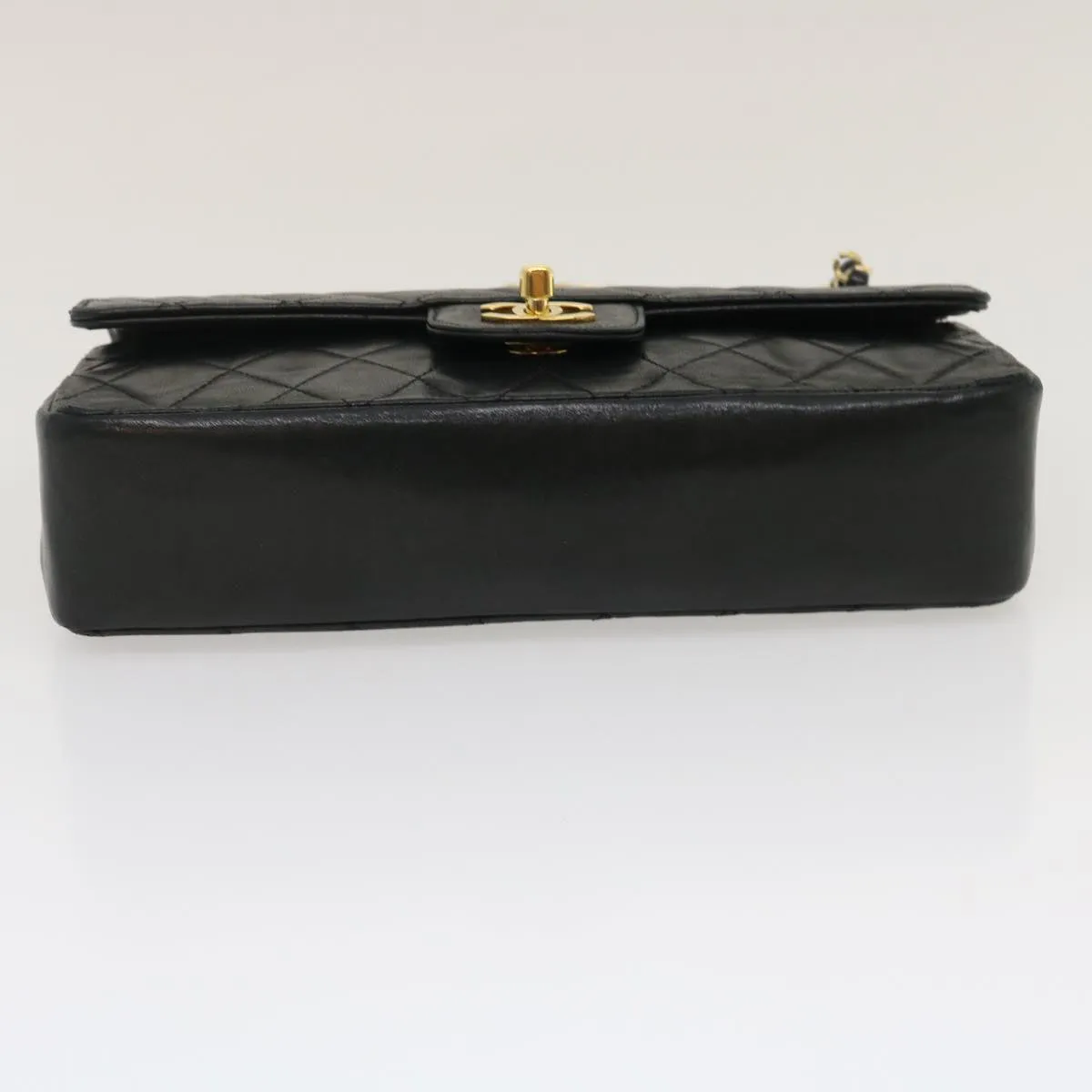 Chanel Matelasse25 Chain Double Flap Shoulder Bag Lamb Skin Black CC  lt425A