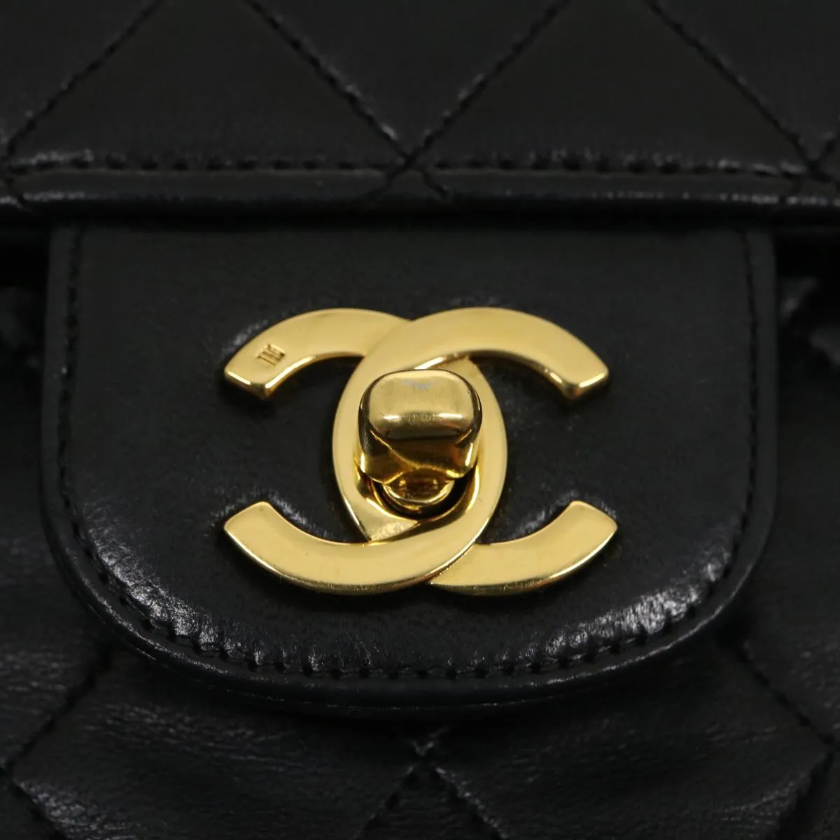 Chanel Matelasse25 Chain Double Flap Shoulder Bag Lamb Skin Black CC  lt425A