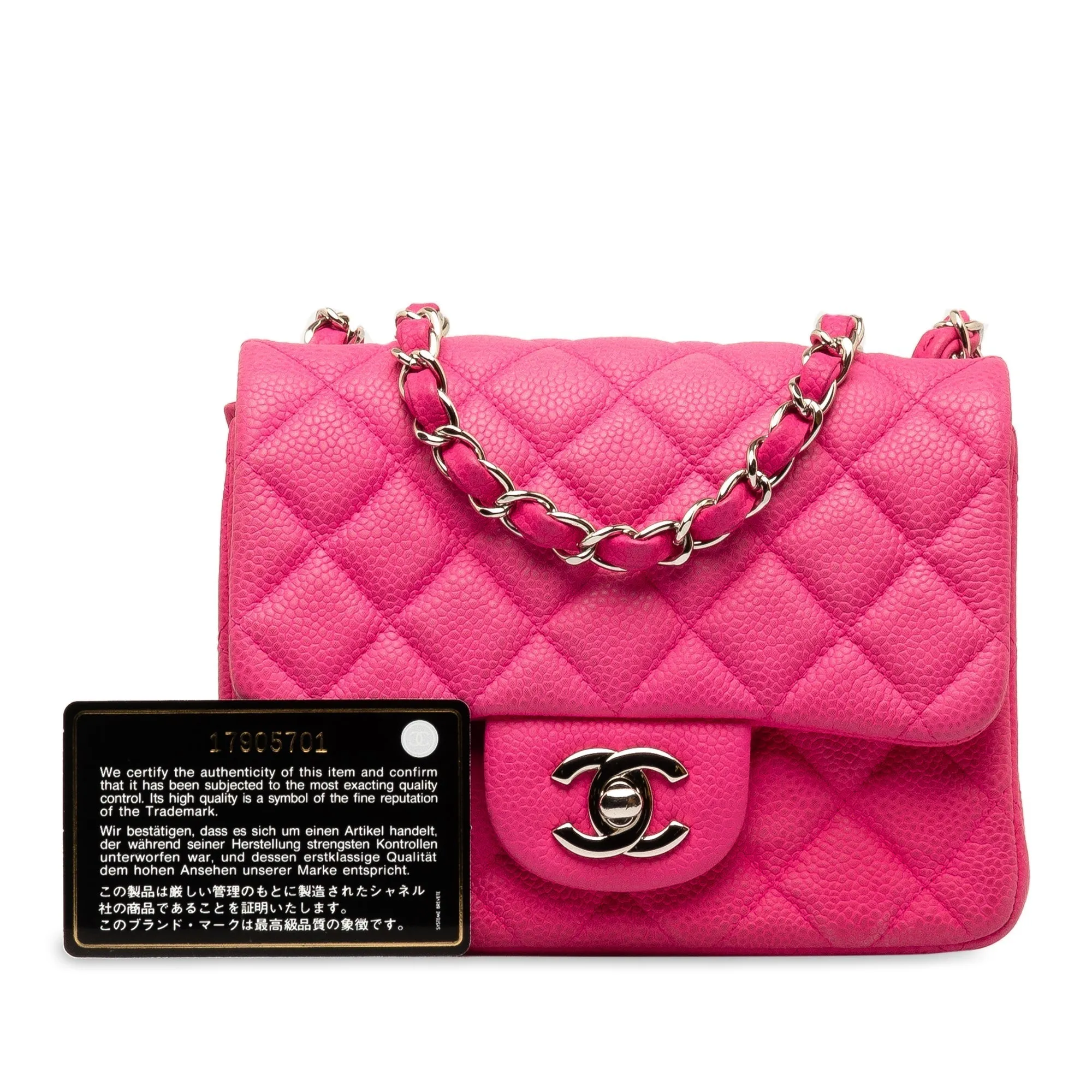 Chanel Mini Square Caviar Single Flap Shoulder Bag