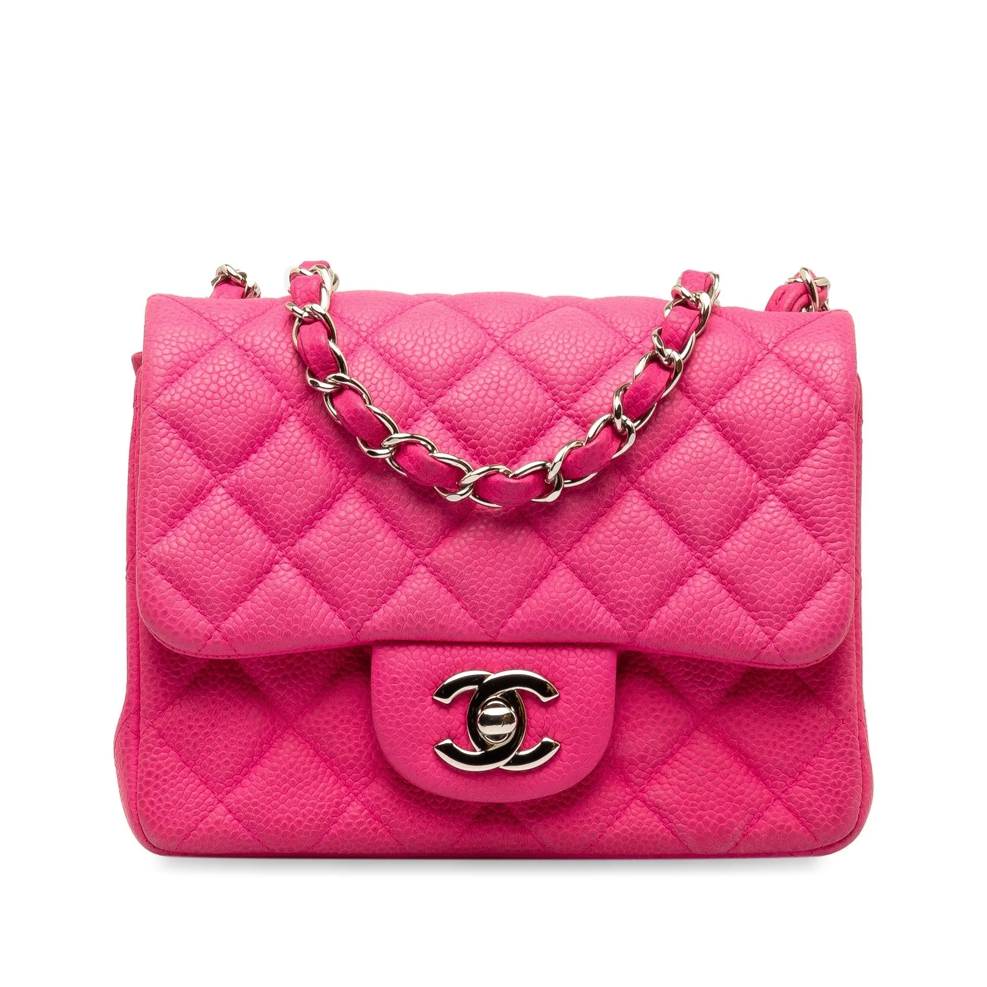 Chanel Mini Square Caviar Single Flap Shoulder Bag