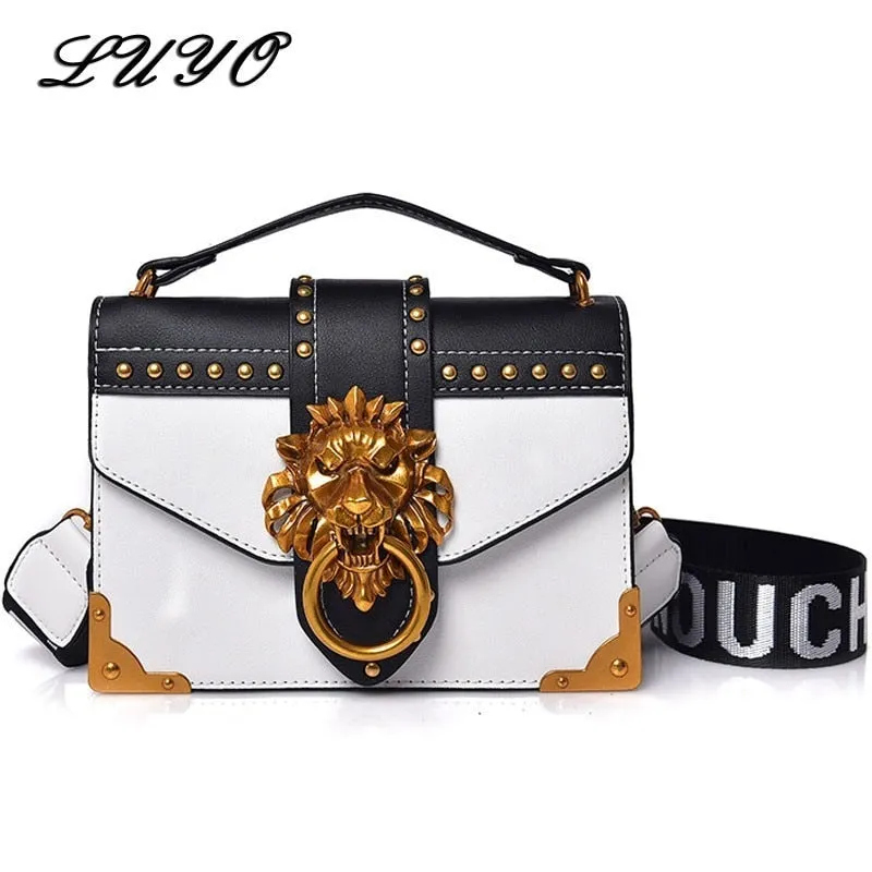 Christmas Gift Fashion Metal Lion Head Mini Small Flap Shoulder Crossbody Bag For Female Luxury Handbags Women Bags Designer Bolso Mujer Clutch