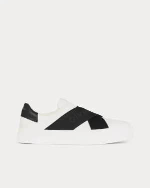 City Sport Double Webbing Strap Leather White / Black Slip On Sneakers