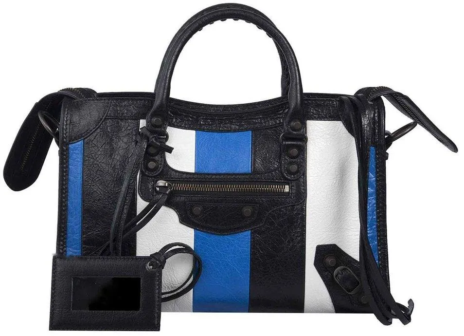 Classic City S Bag -  White & Blue Stripes