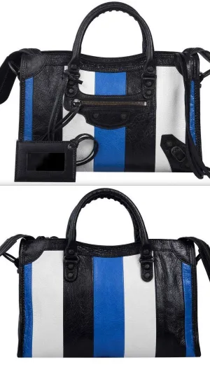 Classic City S Bag -  White & Blue Stripes