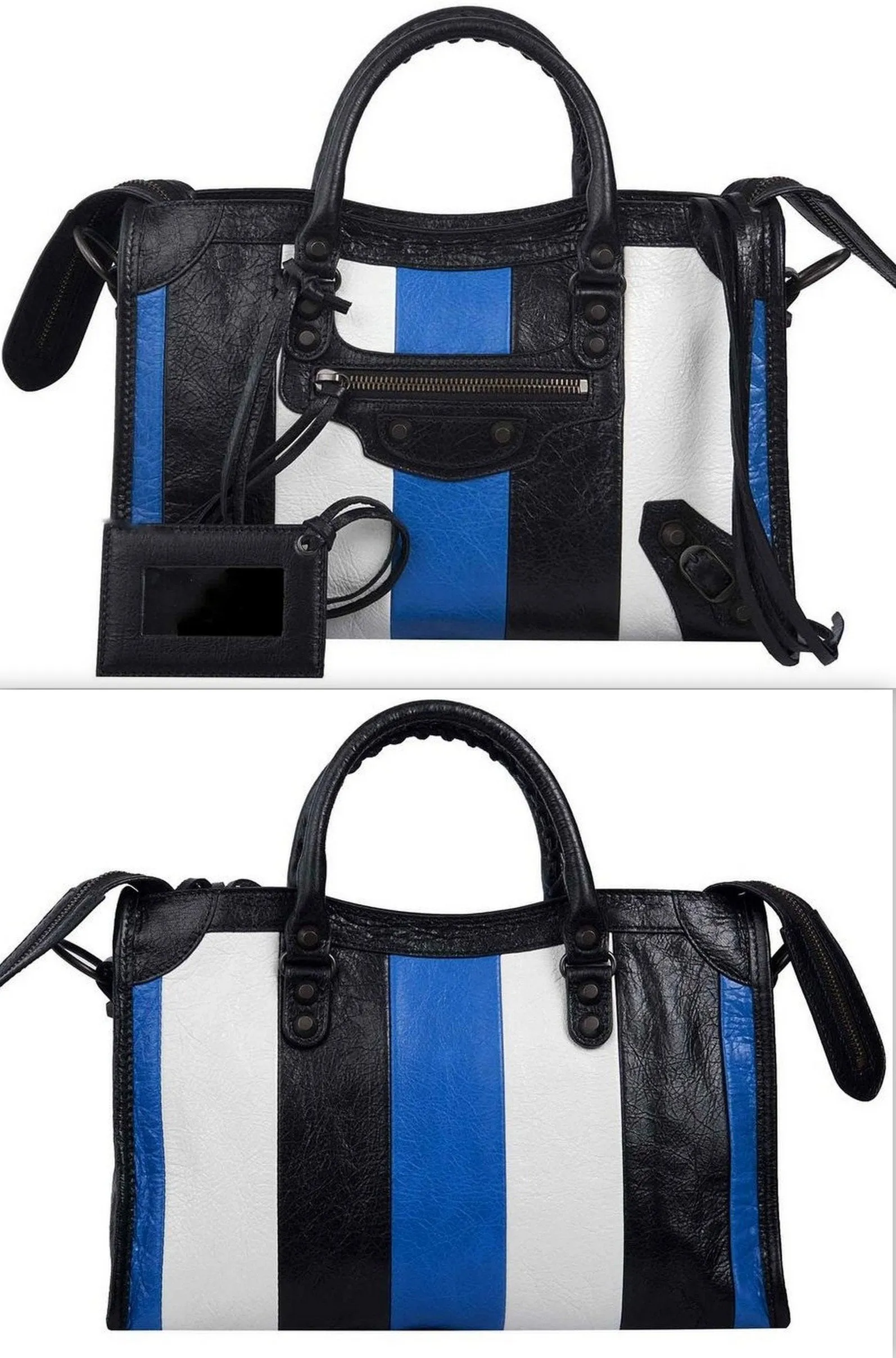 Classic City S Bag -  White & Blue Stripes