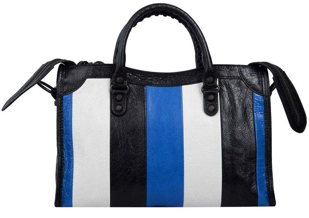 Classic City S Bag -  White & Blue Stripes