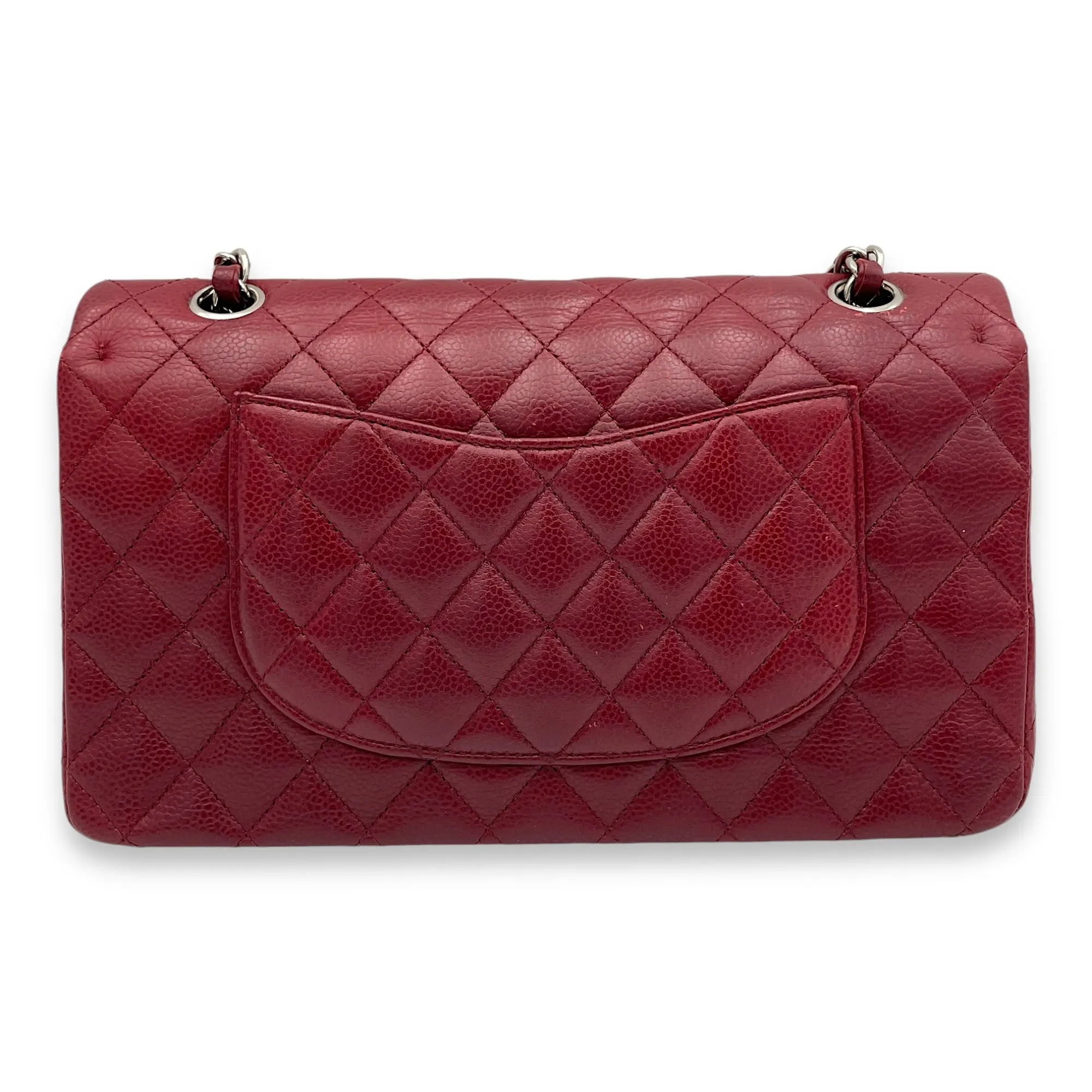 Classic Double Flap Medium Shoulder bag in Caviar leather, Silver Hardware