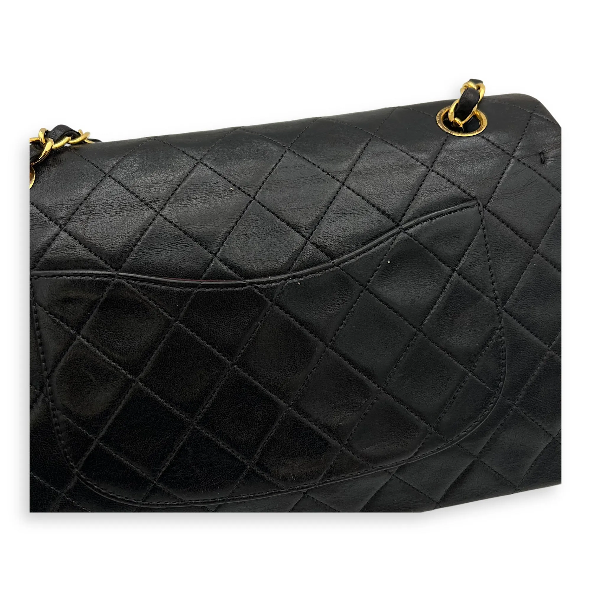 Classic Shoulder Bag Black in Lambskin, Gold hardware