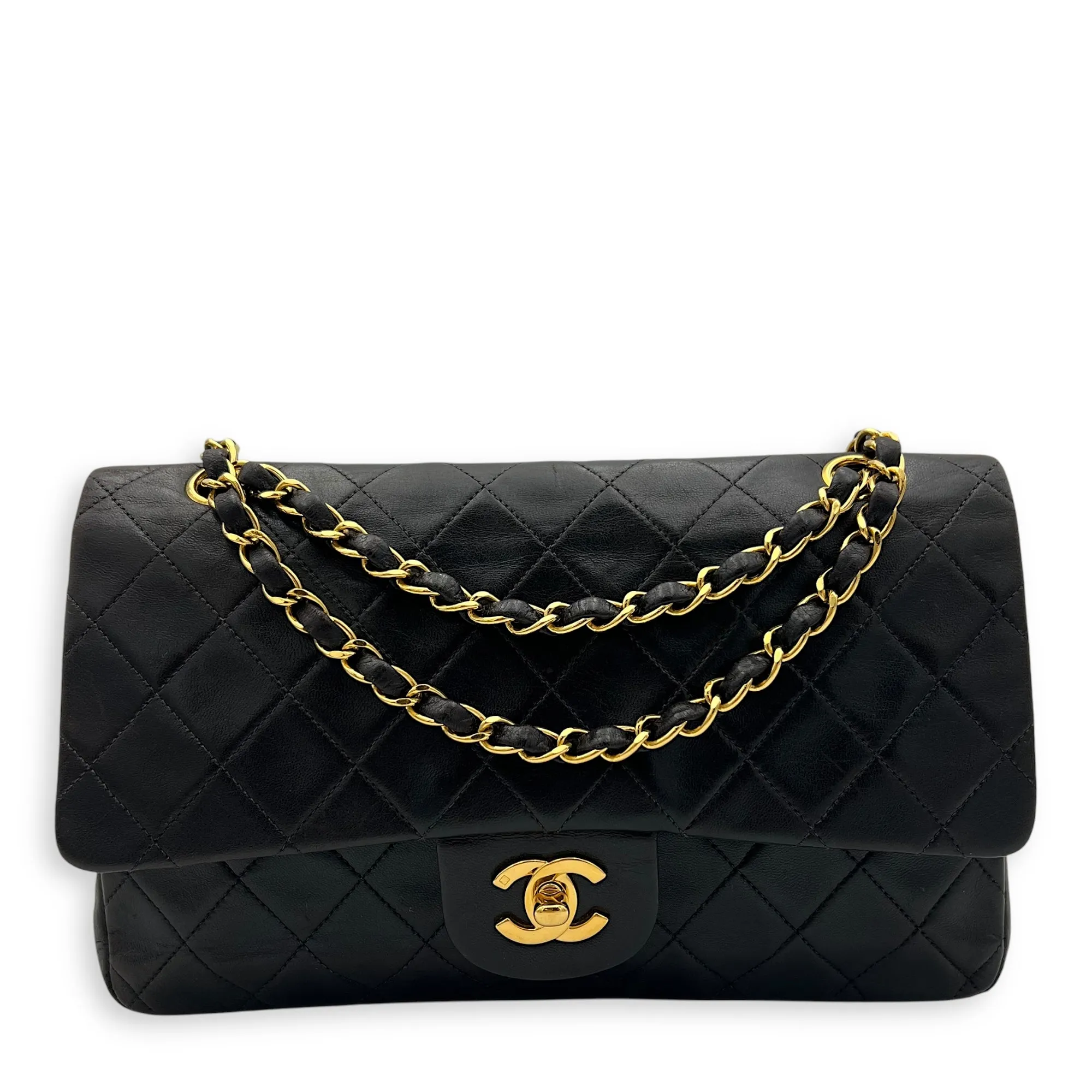 Classic Shoulder Bag Black in Lambskin, Gold hardware