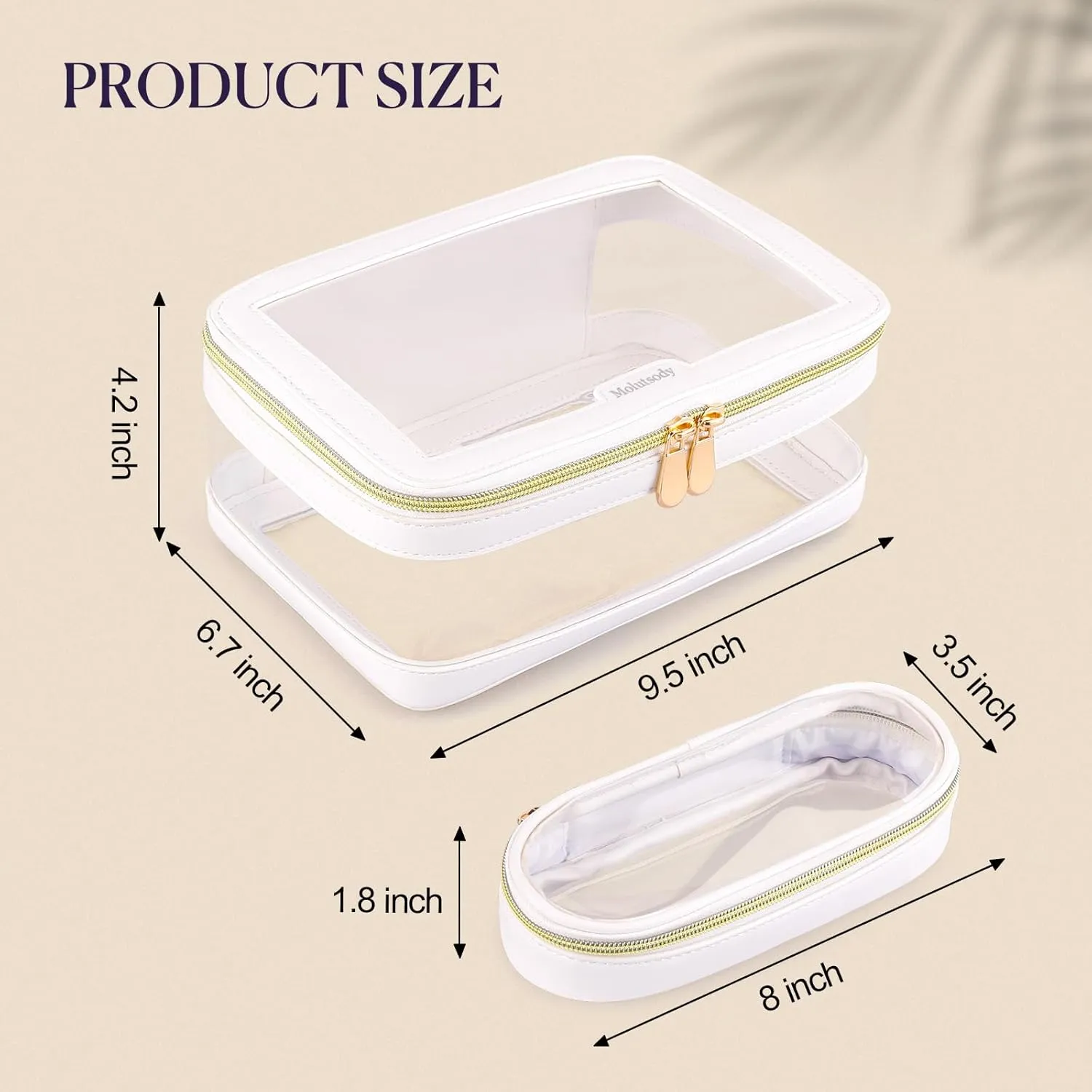 Clear Makeup Bag, Travel Cosmetic Case Toiletry Bag, Make up Organizer for Women, Portable Car Organizer Bag Fit Carry-on Travel Essentials (White)