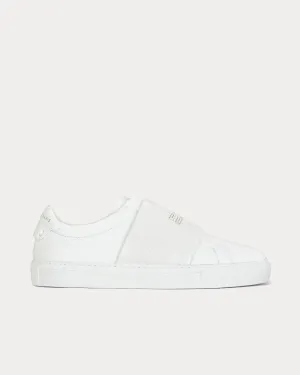 Crocodile Effect Webbing White Low Top Sneakers