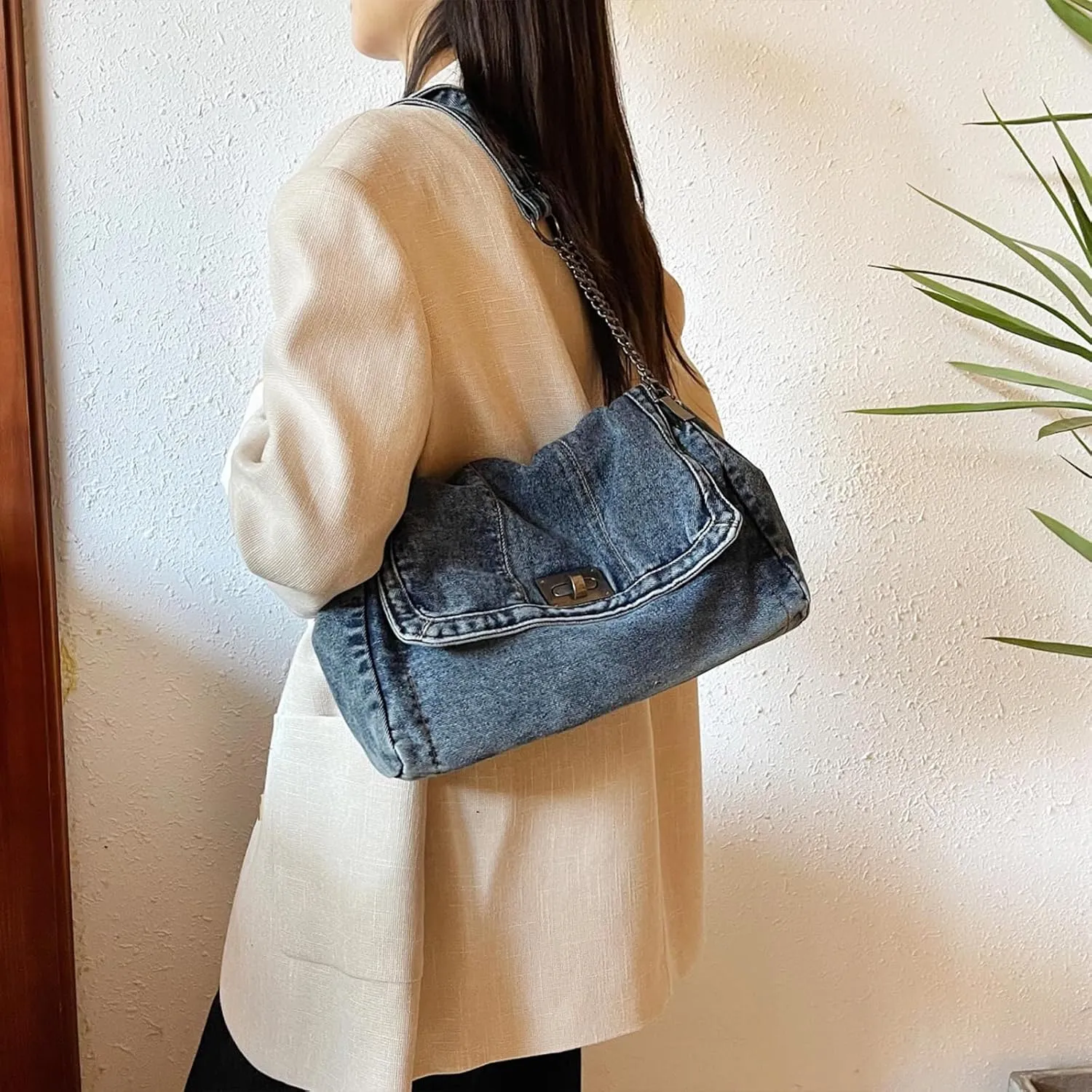 Denim Crossbody Bag Jean Purses for Women Denim Handbags Clutch Purse Shoulder Bags
