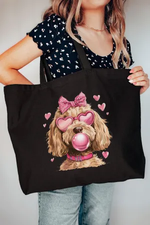 Doodle Dog Hearts Canvas Jumbo Tote