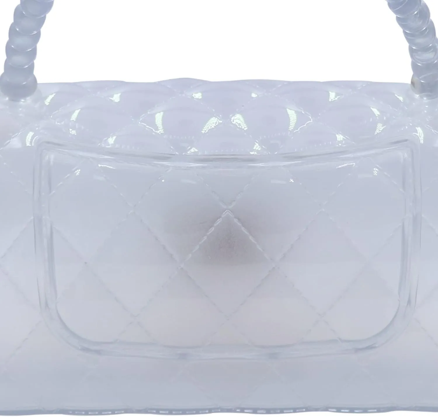 Fashion Candy Color Jelly Crossbody Bag for Women Girls Transparent Satchel Shoulder Handbag with Beaded Top Handle